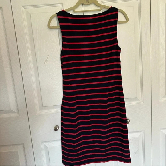 Banana Republic Red and Blue Stripe V-Neck Tank Zippered Dress Size 2 - Picture 3 of 11